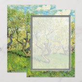 空白の招待状。ゴッホの桜が咲くオーチャードにて 招待状 (正面/裏面)