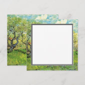 空白の招待状。花咲くヴァンゴッホのリンゴ園 招待状 (正面/裏面)