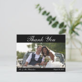 -空白の水平B&Wカスタムウェディング写真ありがとう ポストカード (スタンド正面)