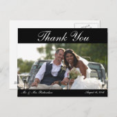 -空白の水平B&Wカスタムウェディング写真ありがとう ポストカード (正面/裏面)