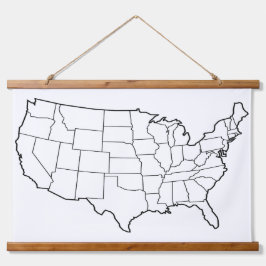 空白の米国地図の壁 吊り下げ型タペストリー