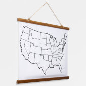 空白の米国地図の壁 吊り下げ型タペストリー (傾斜あり)