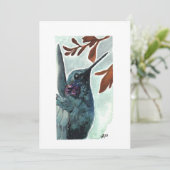 -空白の紫の喉の付いたハミングバードの水色 サンキューカード (スタンド正面)