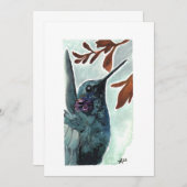 -空白の紫の喉の付いたハミングバードの水色 サンキューカード (正面/裏面)