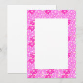 空白の結婚式招待状 - ピンクのデイジー 招待状 (正面/裏面)