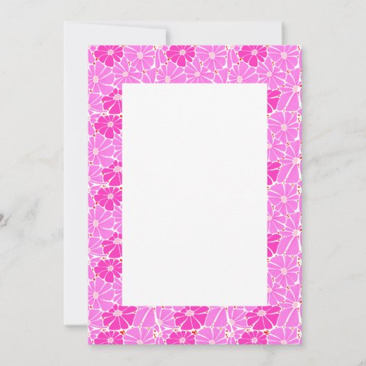 空白の結婚式招待状 – ピンクデイジー 招待状 (正面)