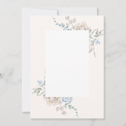 空白の結婚式招待状 – ピンクブルーバラ 招待状 (正面)