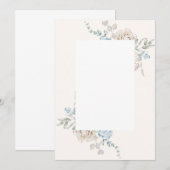 空白の結婚式招待状 – ピンクブルーバラ 招待状 (正面/裏面)