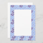 空白の結婚式招待状 – 青デイジー 招待状 (正面/裏面)