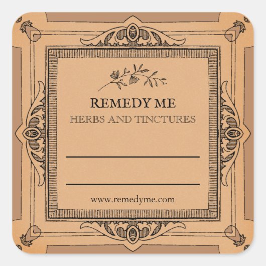 空白の薬草Remedyチンキのラベル スクエアシール (正面)