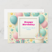 空白の誕生日フレームポストカード - カラフルな風船 ポストカード (正面/裏面)