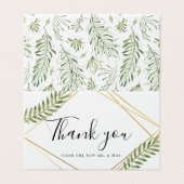 空白の金ゴールドフレーム水彩葉ありがとう結婚さん (外部フラット)