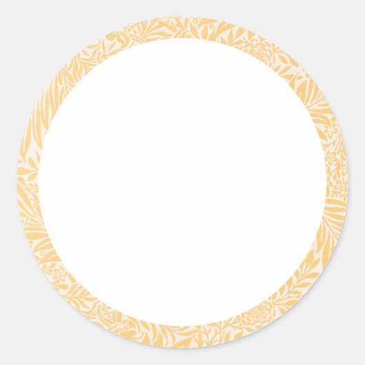 空白の黄色と白の花柄ラベル ラウンドシール (正面)