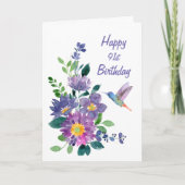 空白の91カスタム誕生日ハミングバードガーデンフラワー カード (正面)