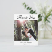 -空白の Vert。B&Wカスタムウェディング写真ありがとう ポストカード (スタンド正面)