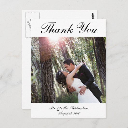 -空白の Vert。B&Wカスタムウェディング写真ありがとう ポストカード (正面/裏面)