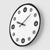 空白のD20グレースケール時計 ラージ壁時計 (傾斜)