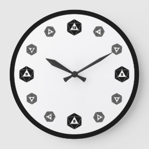 空白のD20グレースケール時計 ラージ壁時計