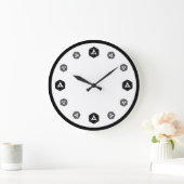 空白のD20グレースケール時計 ラージ壁時計 (ホーム)
