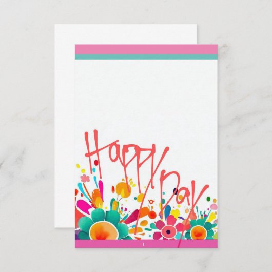 "空白のhappy day"ノートカード、ありがとうメモ。 サンキューカード (正面/裏面)