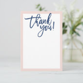 空白のTHANK YOU hand lettered script赤面navy サンキューカード (スタンド正面)