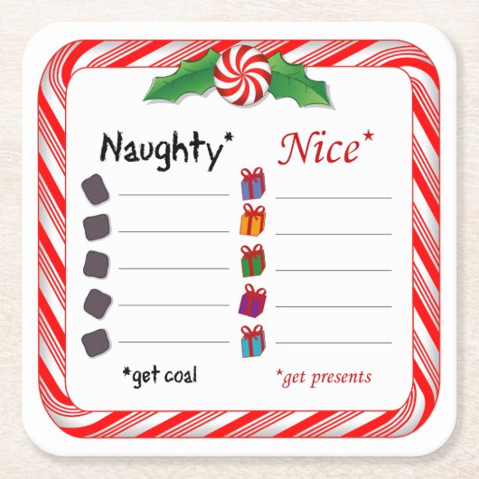 空白またはニースいけなを入力 スクエアペーパーコースター (正面)