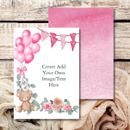 空白 お好きなメッセージを オー・ベイビー・ガール 風船 ユーカリ 招待状