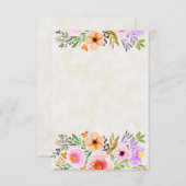 空白 オレンジと紫の水彩花のウェディング 招待状 (正面/裏面)