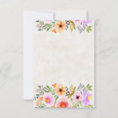 空白 オレンジと紫の水彩花の結婚式 招待状 (正面)