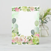 空白:添加您自己的绿色绣球花粉色花卉 招待状 (スタンド正面)