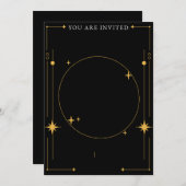 空白 黒と金星 カスタマイズ可能 招待状 (正面/裏面)