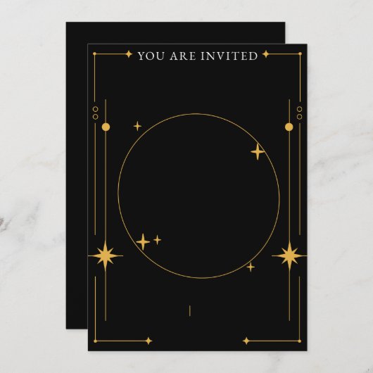 空白 黒と金星 カスタマイズ可能 招待状 (正面/裏面)
