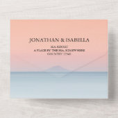 空結婚の夕日の下の海の向こうにある オールインワン招待状 (裏面)