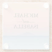 空結婚の夕日の下の海の向こうにある ガラスコースター (裏面)