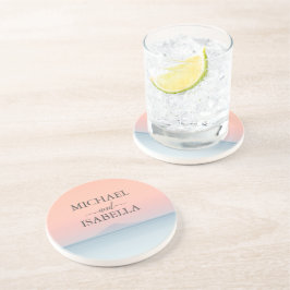 空結婚の夕日の下の海の向こうにある コースター