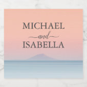 空結婚の夕日の下の海の向こうにある スパークリングワインラベル (シングルラベル)