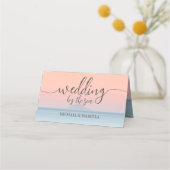 空結婚の夕日の下の海の向こうにある プレイスカード (裏面)