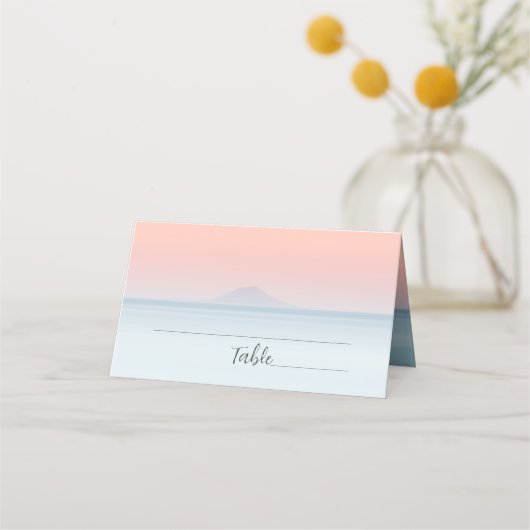 空結婚の夕日の下の海の向こうにある プレイスカード (正面)
