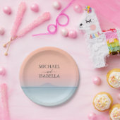 空結婚の夕日の下の海の向こうにある ペーパープレート (パーティー)