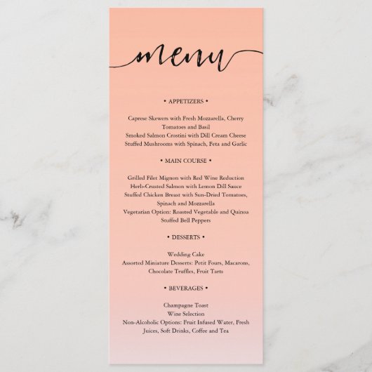 空結婚の夕日の下の海の向こうにある メニュー (正面)