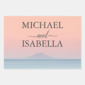 空結婚の夕日の下の海の向こうにある ラッピングペーパーシート (正面)