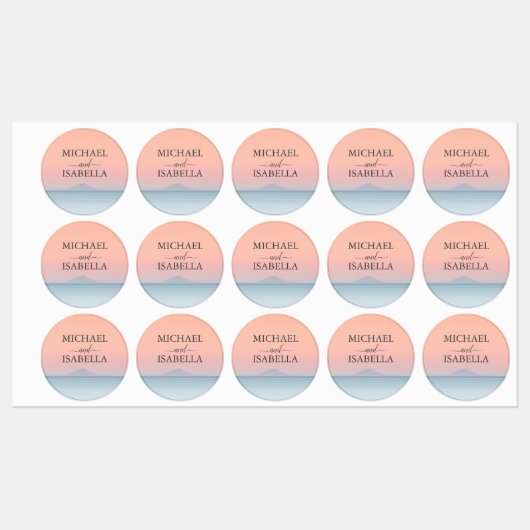 空結婚の夕日の下の海の向こうにある ラベル (シート)