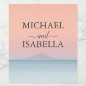 空結婚の夕日の下の海の向こうにある ワインラベル (シングルラベル)