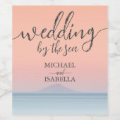 空結婚の夕日の下の海の向こうにある ワインラベル (シングルラベル)