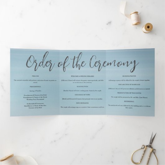 空結婚の夕日の下の海の向こうにある 三つ折りプログラム (内部)