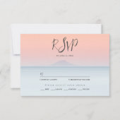 空結婚の夕日の下の海の向こうにある 出欠カード (正面)