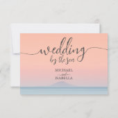 空結婚の夕日の下の海の向こうにある 出欠カード (裏面)