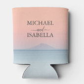 空結婚の夕日の下の海の向こうにある 缶クーラー (裏面)