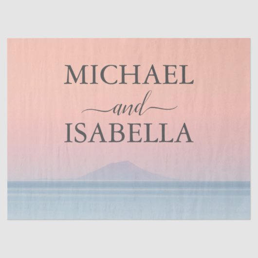 空結婚の夕日の下の海の向こうにある 薄葉紙 (正面)