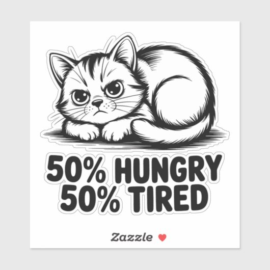 空腹で疲れた漫画の猫の気分 シール (シート)